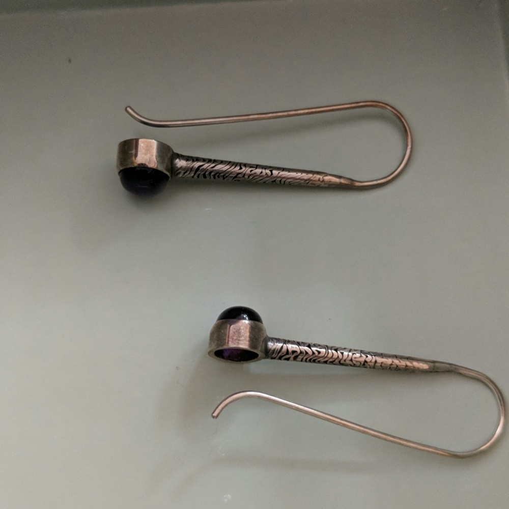 Vintage Purple Gem Drop Earrings